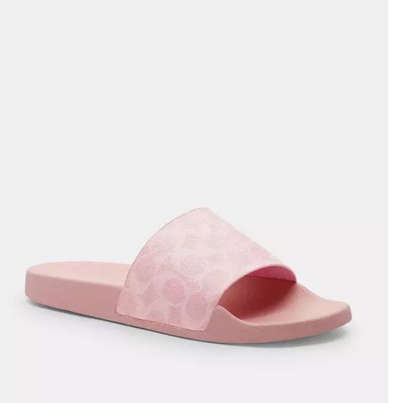 New! Udele Sport Slide In Signature Canvas, Pink Slide Sandals - Picture 1 of 4